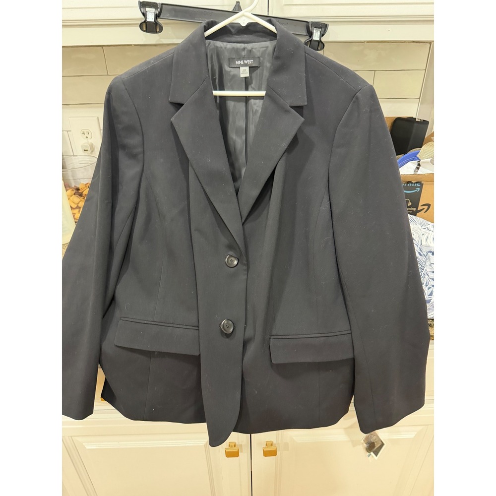 Nine West Womens Black Two Button Blazer Jacket Plus Size 20W NWT 10534620-169